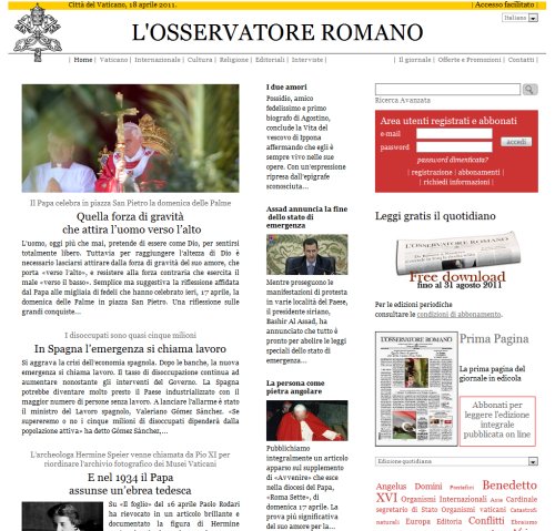 Новый сайт L'Osservatore Romano